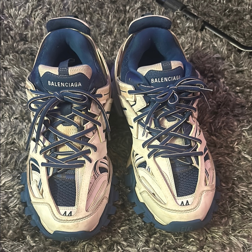 Balenciaga Blue and Cream Sneakers
